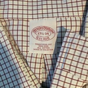 Brooks Brothers Men's Plaid Shirt - Red and White